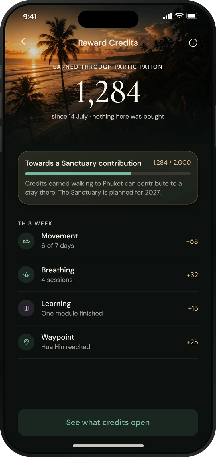 Reward Credits: 1,284 earned through participation, counting towards a Sanctuary contribution.